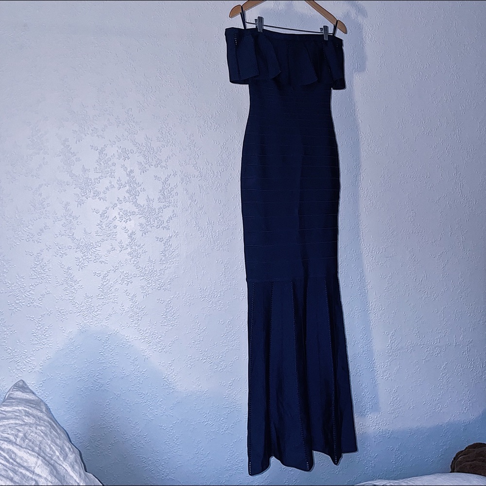 Brand New Gorgeous Navy Bandage Style Evening Gown/ Prom Dress